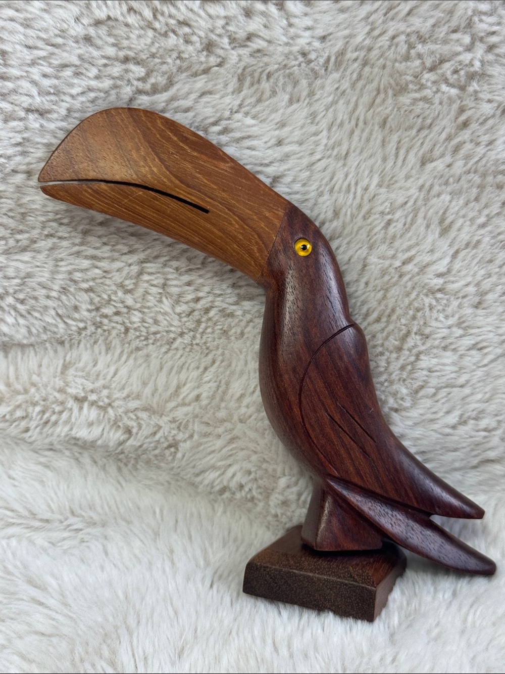 Carved Wood Toucan Bird Sculpture Folk Art